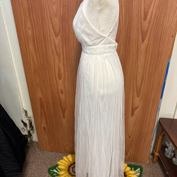Windsor White Mesh Maxi Dress Criss Cross Back Adjustable Straps S Small - Picture 4 of 10